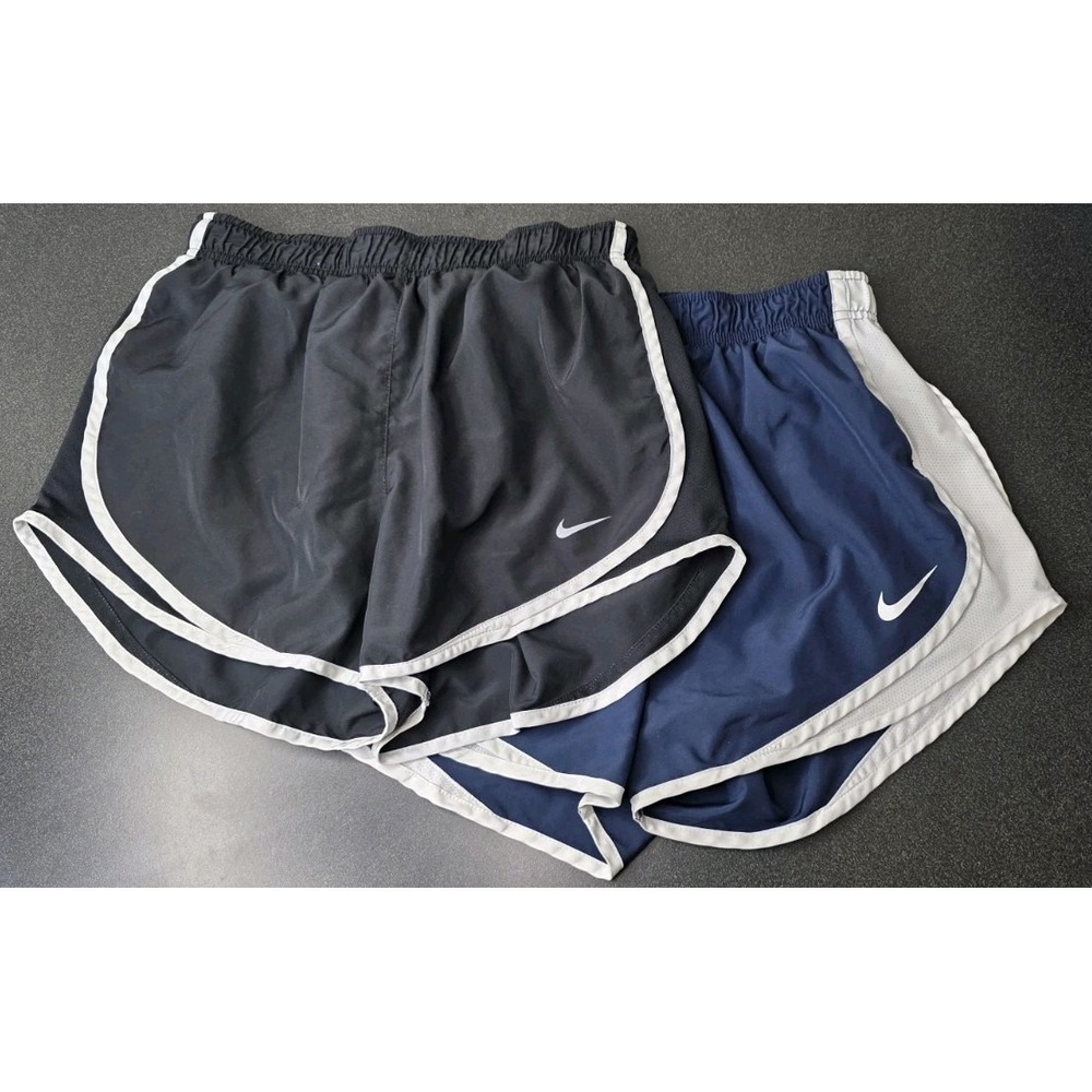 2 Nike Tempo DRI-FIT Shorts Women M Navy Black Running Sports Athletic Lined